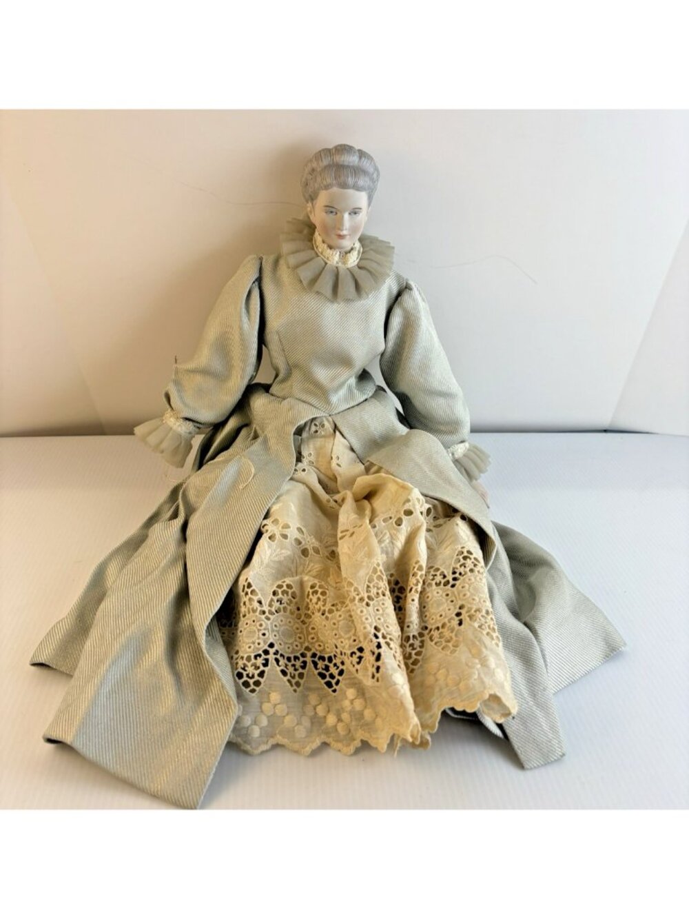 Victorian Style Porcelain Head Hands Feet Lady Doll Molded Hair 20" For Repair